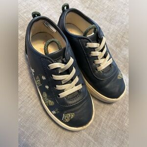 Osh Kosh Children's Navy Embroidered Butterfly Elastic Lace-Up Sneakers